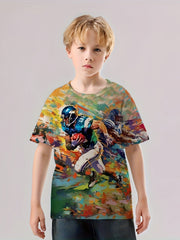 Boys' Colorful Football Player 3D Print T-Shirt
