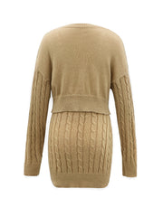 Casual Sweater & Skirt Set Round Neck Crop Sweater & Skirt Outfits