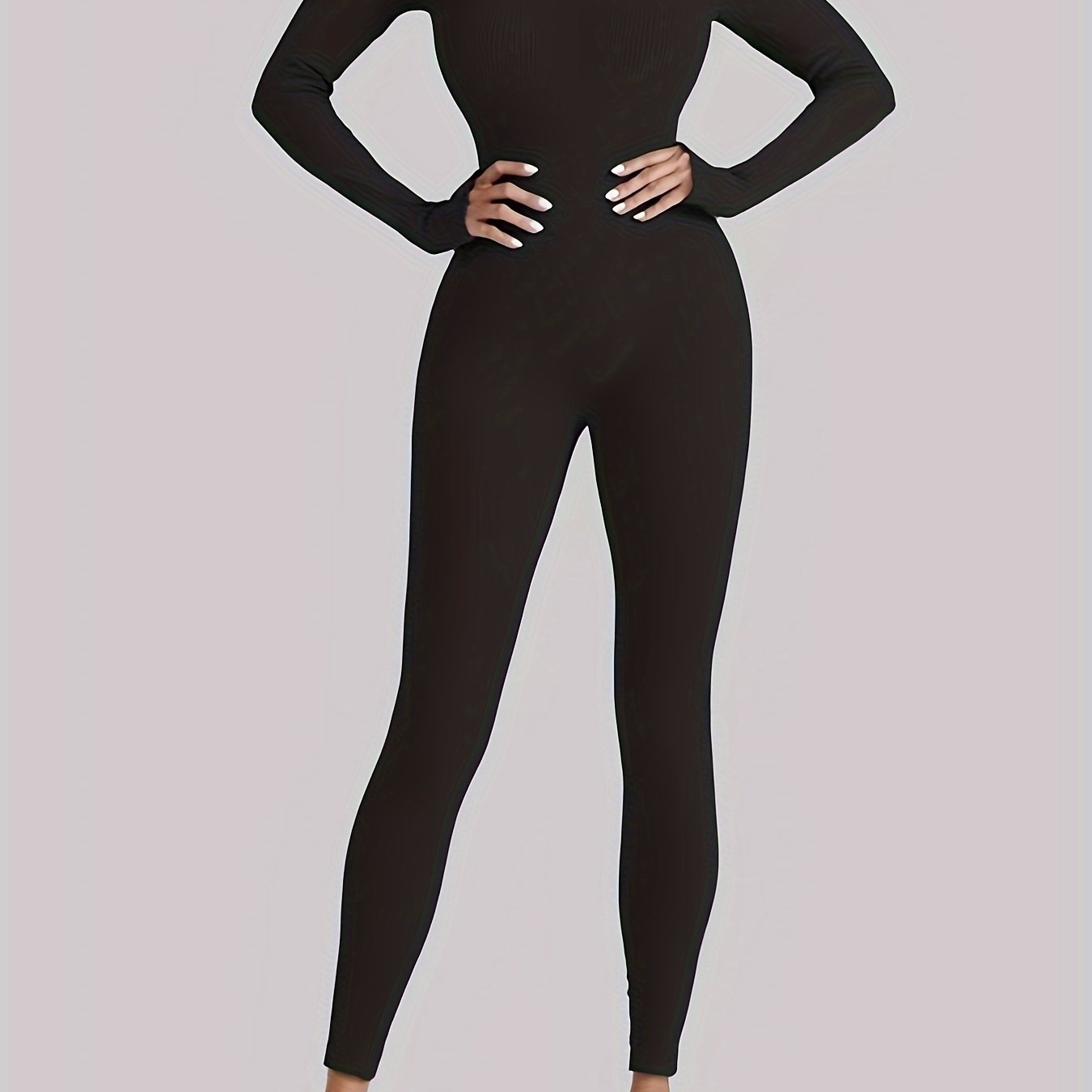 Rib Knit Yoga Jumpsuit Square Neck Bodysuit