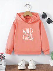 Kids Letter Print Casual Hooded Sweatshirt
