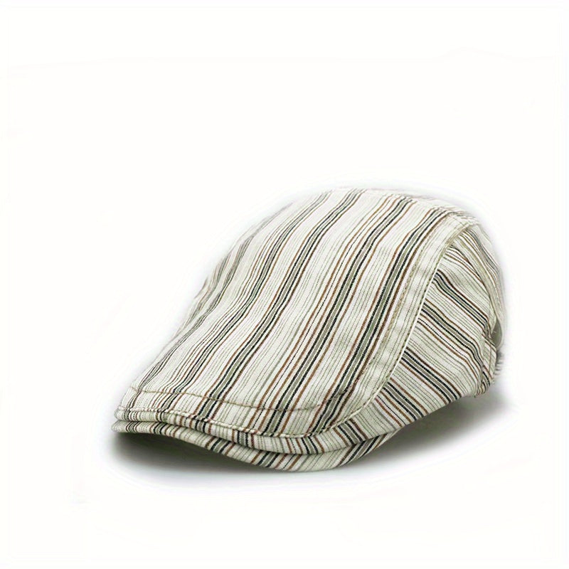 Men's Striped Thin Retro Forward Hat Peaked Cap