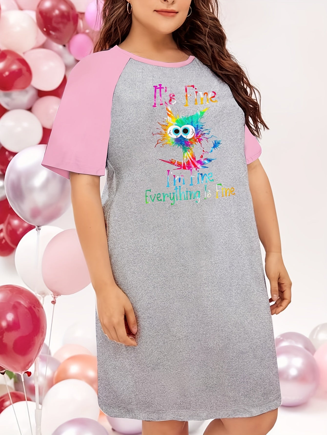 Ombre Cat Raglan Sleep Dress