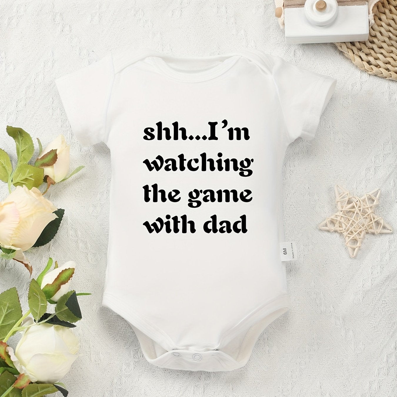 Baby Girls Game Time with Dad Short Sleeves Onesie