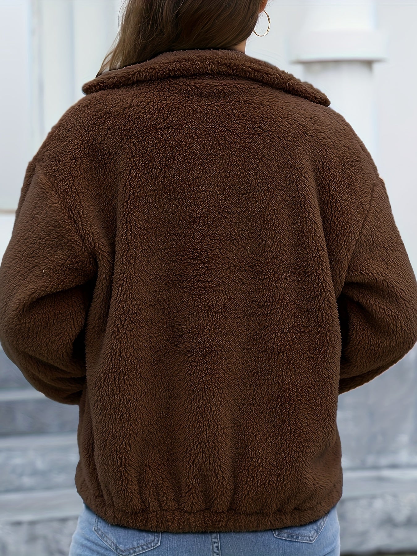 Women's Plush Fleece Winter Coat Soft Comfort Crop Jacket