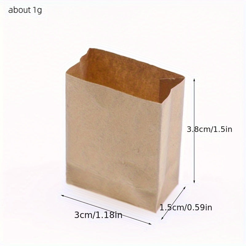 10pcs Miniature Dollhouse Baking Bags Brown Paper Storage Pouches