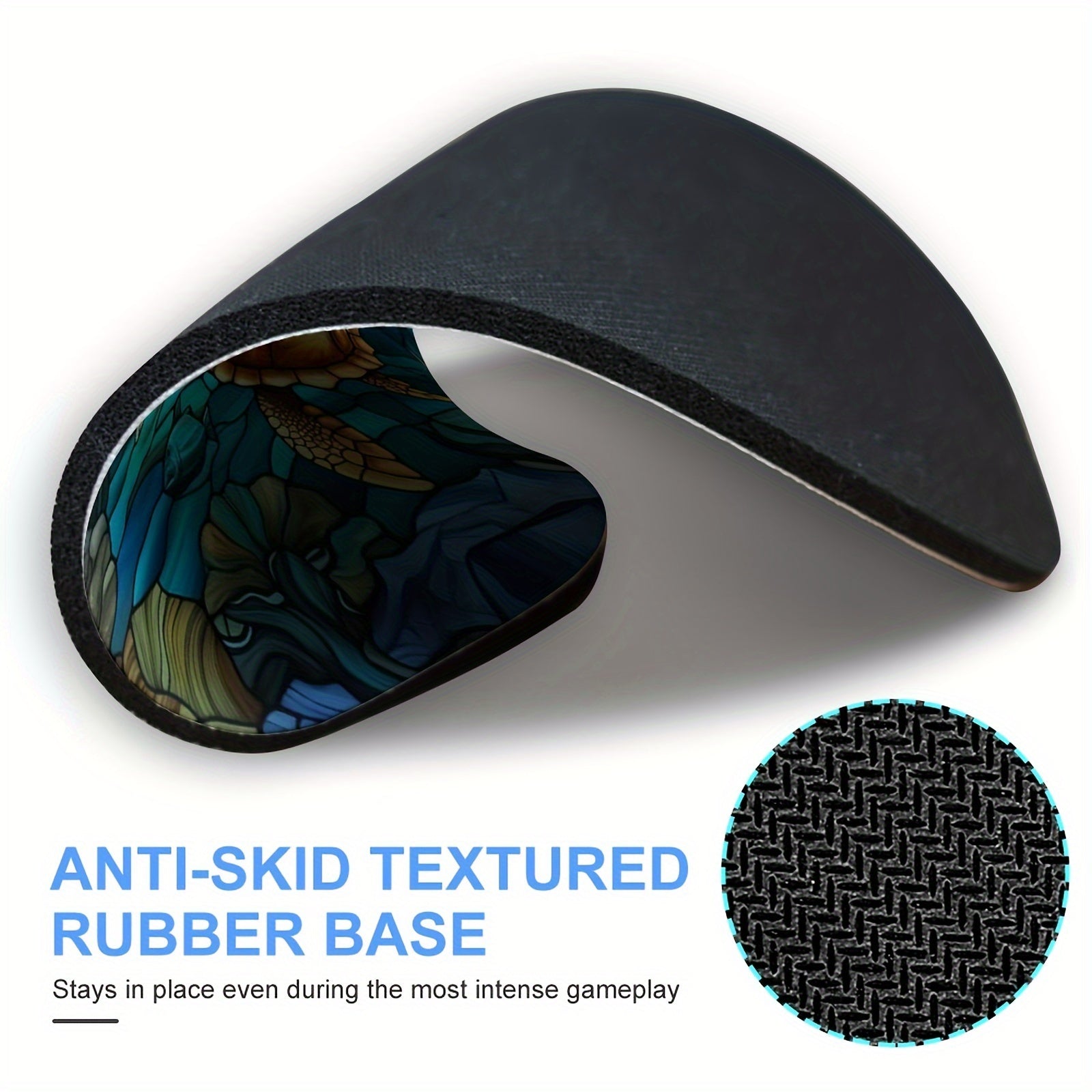 Stained Glass Sea Turtle Round Mouse Pad - Non Slip Rubber Base