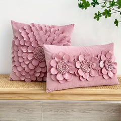 Dutch Velvet 3D Flower Throw Pillow Cover for Living Room Sofa Bed