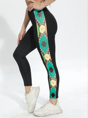 Geometric Print High Waist Tummy Control Yoga Leggings