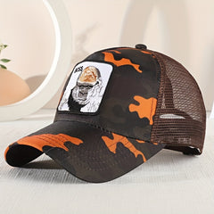 Orangutan Embroidered Baseball Cap Men's Mesh Peaked Cap