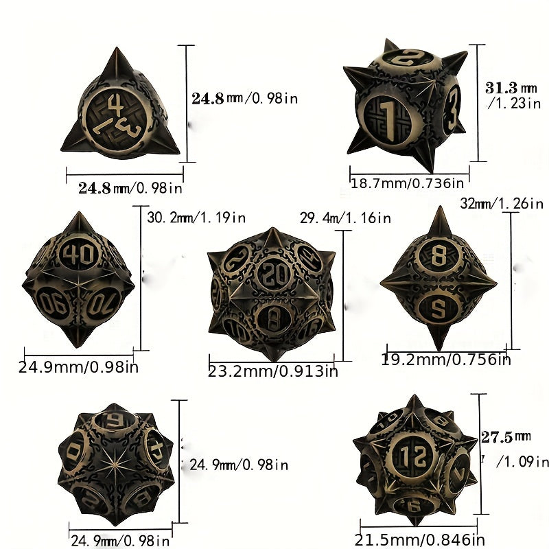 Metal Dice Set 7 Die Metal Polyhedral Dice Set With Gift Metal Box
