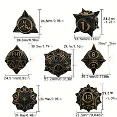 Metal Dice Set 7 Die Metal Polyhedral Dice Set With Gift Metal Box