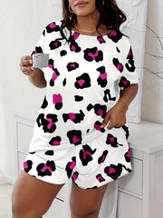 Allover Print Tee & Shorts Pajama Set
