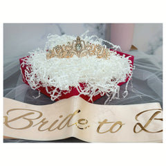 Bachelorette Party Decorations Bridal Shower Crown Bride to Be Sash&Veil