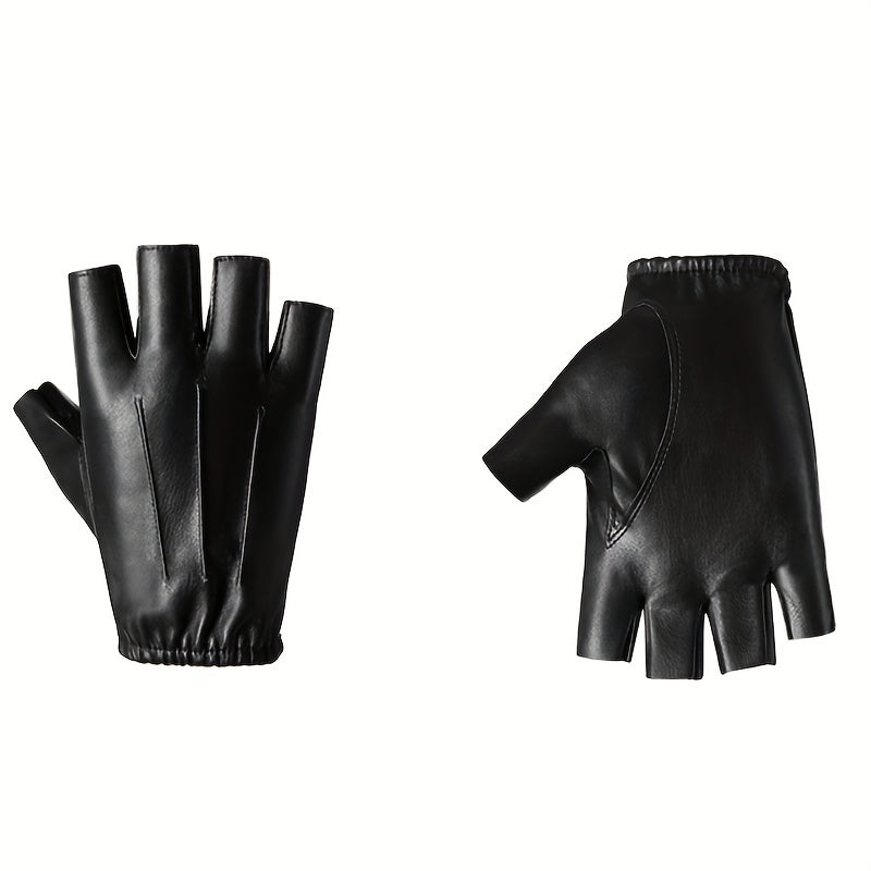Half Finger Gloves for Outdoor Sports Faux Leather Gloves