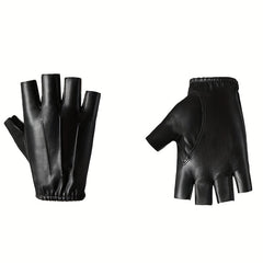 PU Leather Half Finger Gloves Men Women Anti Slip Fitness Sports Gloves