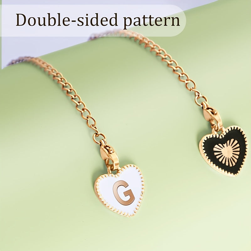 2pcs ID Initial Letter Cup Handle Charm Heart Shaped Pendant Decor