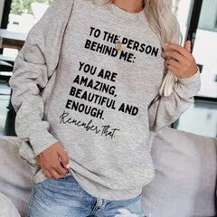 Letter Print Pullover Sweatshirt Long Sleeve Crew Neck Casual for Fall & Winter