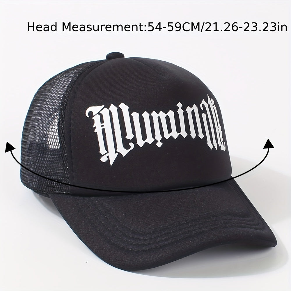Gothic Letter Print Trucker Hat Mesh Baseball Cap Hip Hop