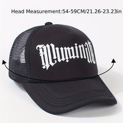 Gothic Letter Print Trucker Hat Mesh Baseball Cap Hip Hop