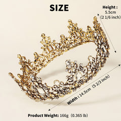 Vintage Baroque Queen Round Crown Tiaras And Crown For Women