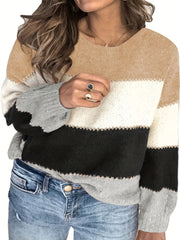 Colorblock Sweater Round Neck Jumper