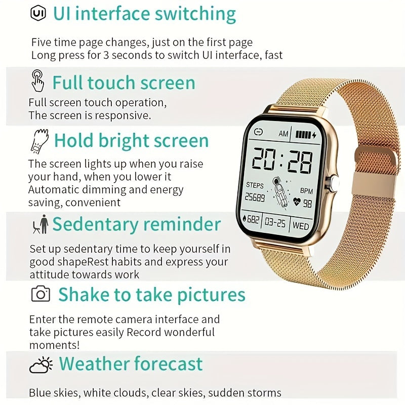 Smart Sports Watch Health Monitoring Message Reminder Music Control IOS Android