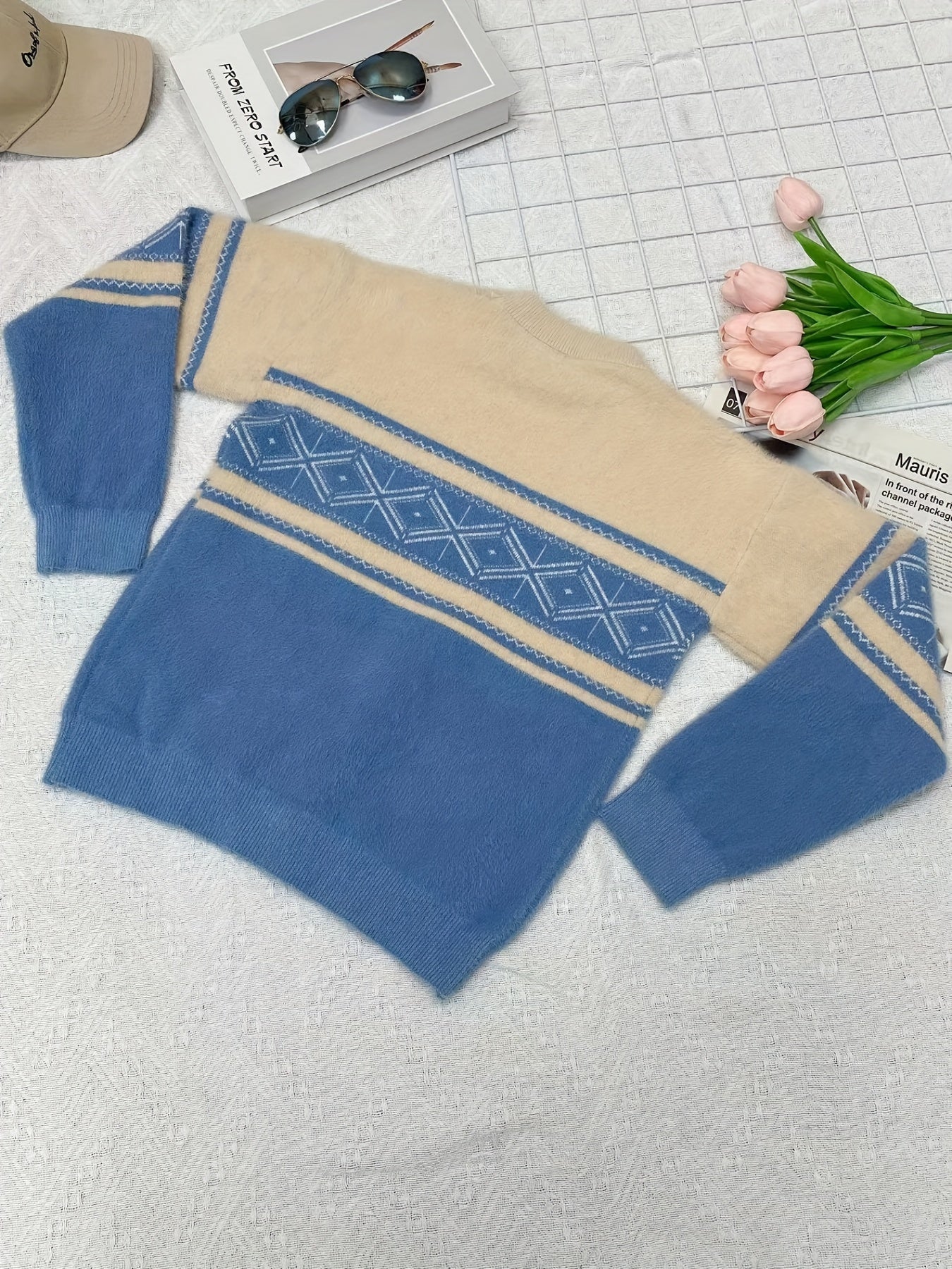 Boys Soft Long Sleeve Sweater Round Neck Stretch Warm Knit Pullover Top