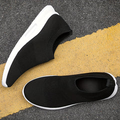 Breathable Knit Sneakers Comfortable Slip-on Shoes Women's Casual Solid Shoes