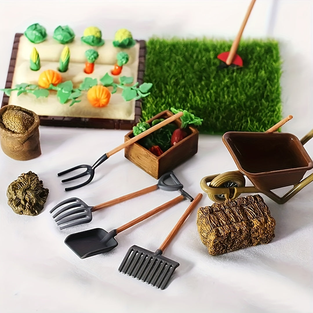 7pcs Garden Tool and Vegetable Set Micro Farm Ornaments