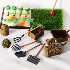 7pcs Garden Tool and Vegetable Set Micro Farm Ornaments