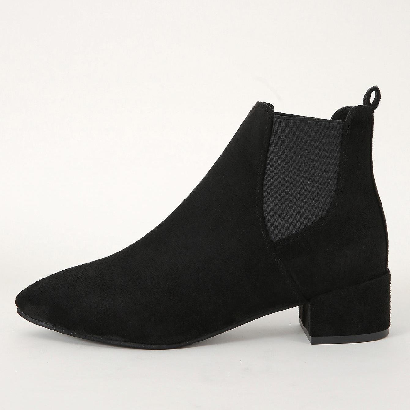Women's Chunky Heel Short Boots Slip-On Chelsea Ankle Boots Low Heel Shoes