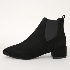 Women's Chunky Heel Short Boots Slip-On Chelsea Ankle Boots Low Heel Shoes
