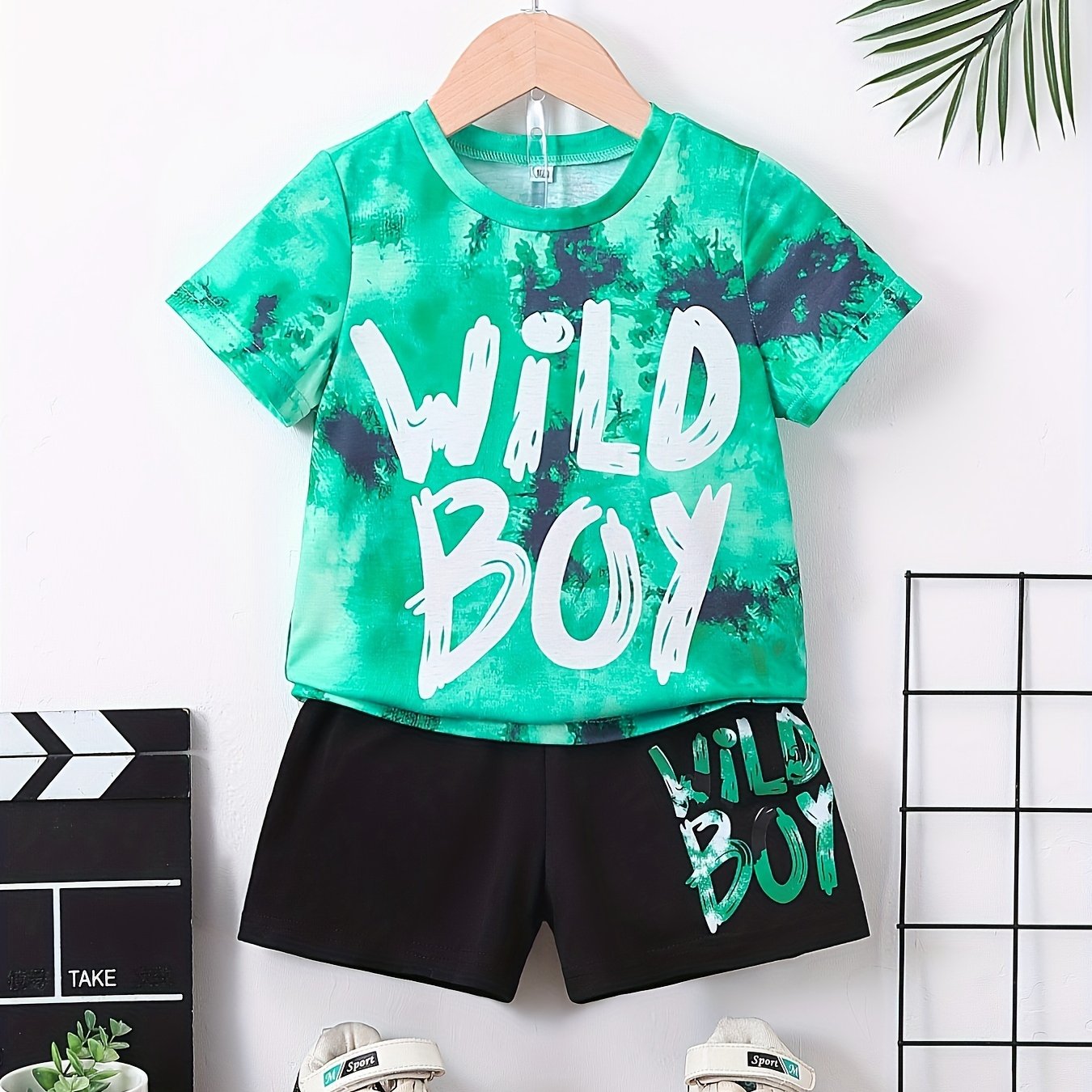 Boys Tie Dye Casual Outfit Round Neck T shirt & Shorts Kids Summer Clothes Sets