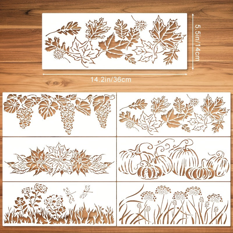 6pcs Flower Stencils For Painting On Wood Reusable Stencils PET DIY Drawing