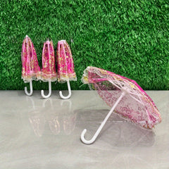 Dollhouse Umbrella Pink & Golden Lace Sequins Costume Accessory