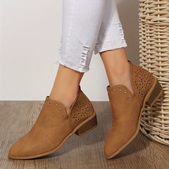Women's Point Toe Chunky Low Heel Ankle Boots