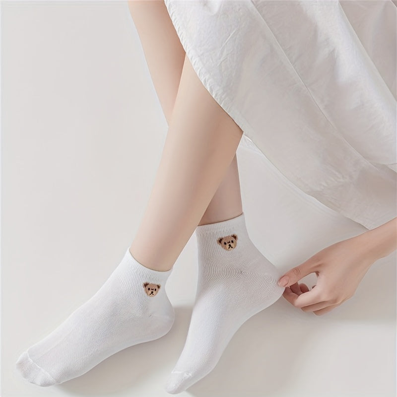 6 Pairs Cartoon Bear Print Socks for Women