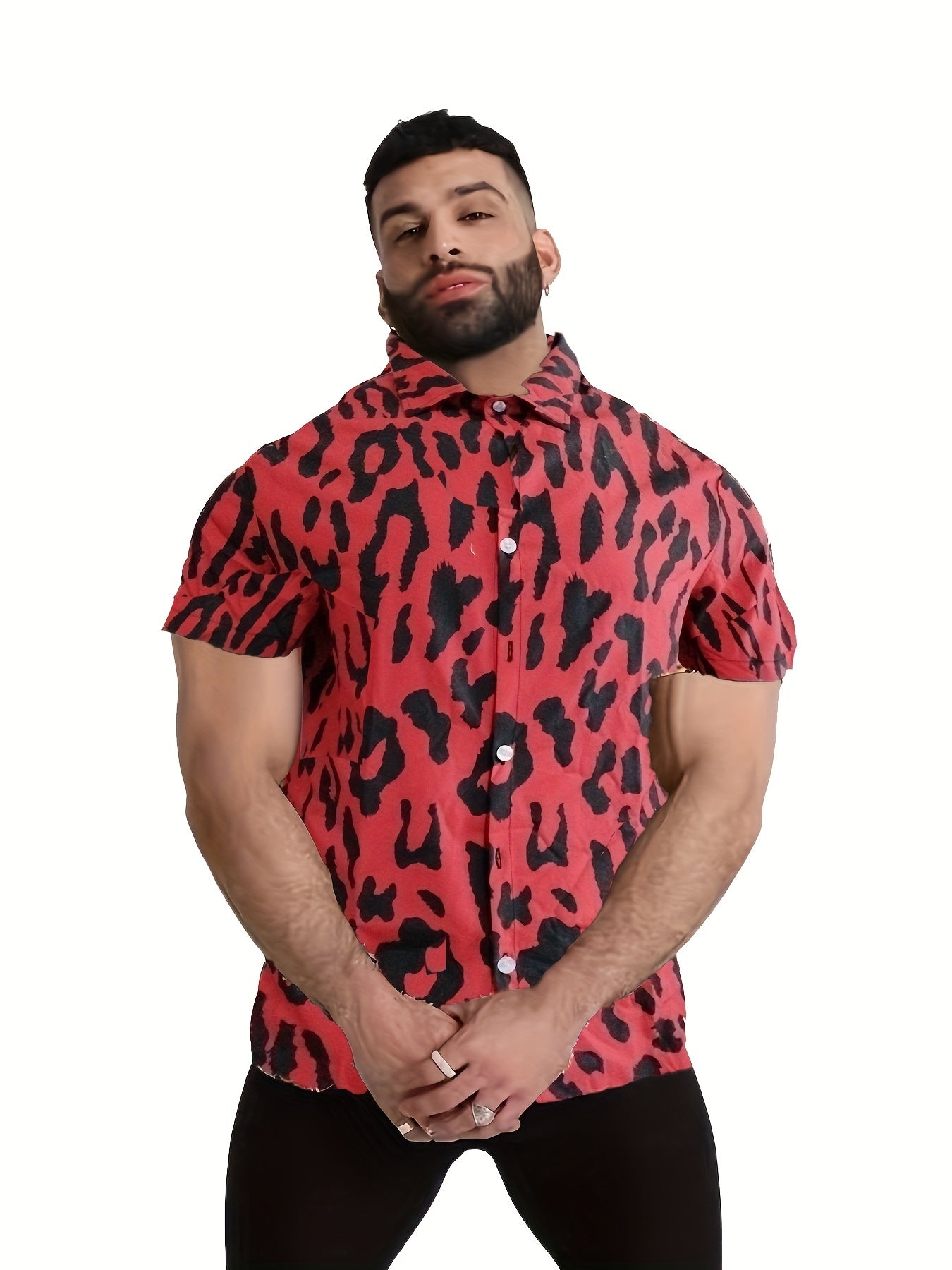 Men's Camp Collar Bowling Shirt Short Sleeves