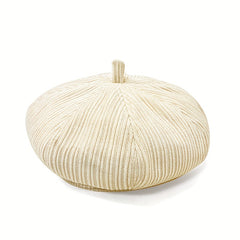 Classic Plain Beret Pleated Berets Cap Vintage Octagonal Hat