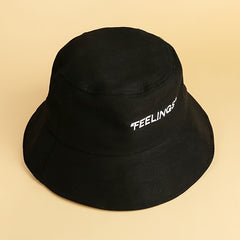 Solid Cotton Bucket Hat FEELINGS Embroidery Casual Sun Hat Couple Basin Hats
