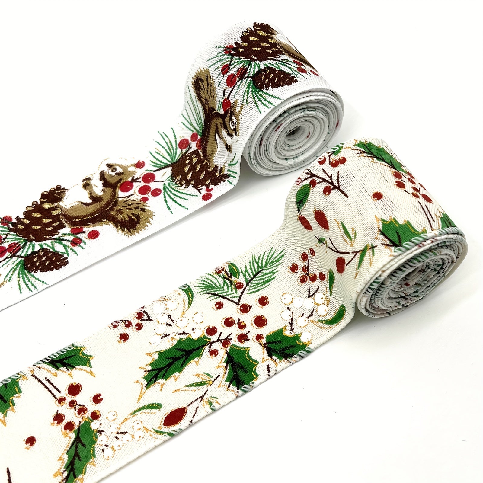 4 57M Christmas Ribbon Xmas Tree Santa Red Truck Burlap Wired Edge Oranment