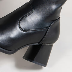 Pointed Toe Chunky Heeled Over The Knee Boots with Tie Back