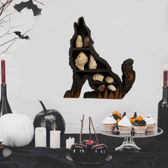 Wolf Shaped Crystal Storage Rack Wooden Wall Mounted Display Organizer