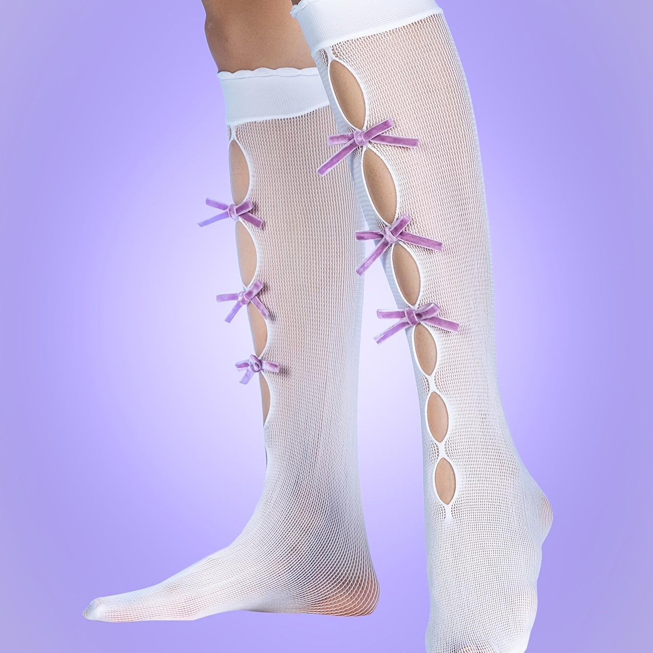 Hollow Bowknot Calf Socks for Women