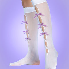 Hollow Bowknot Calf Socks for Women