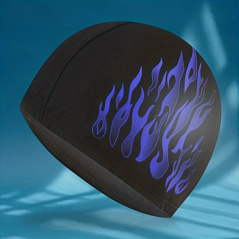 Flame Print Elastic Swim Cap for Long Hair