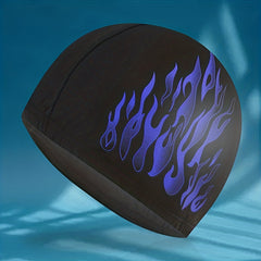 Flame Print Elastic Swim Cap for Long Hair