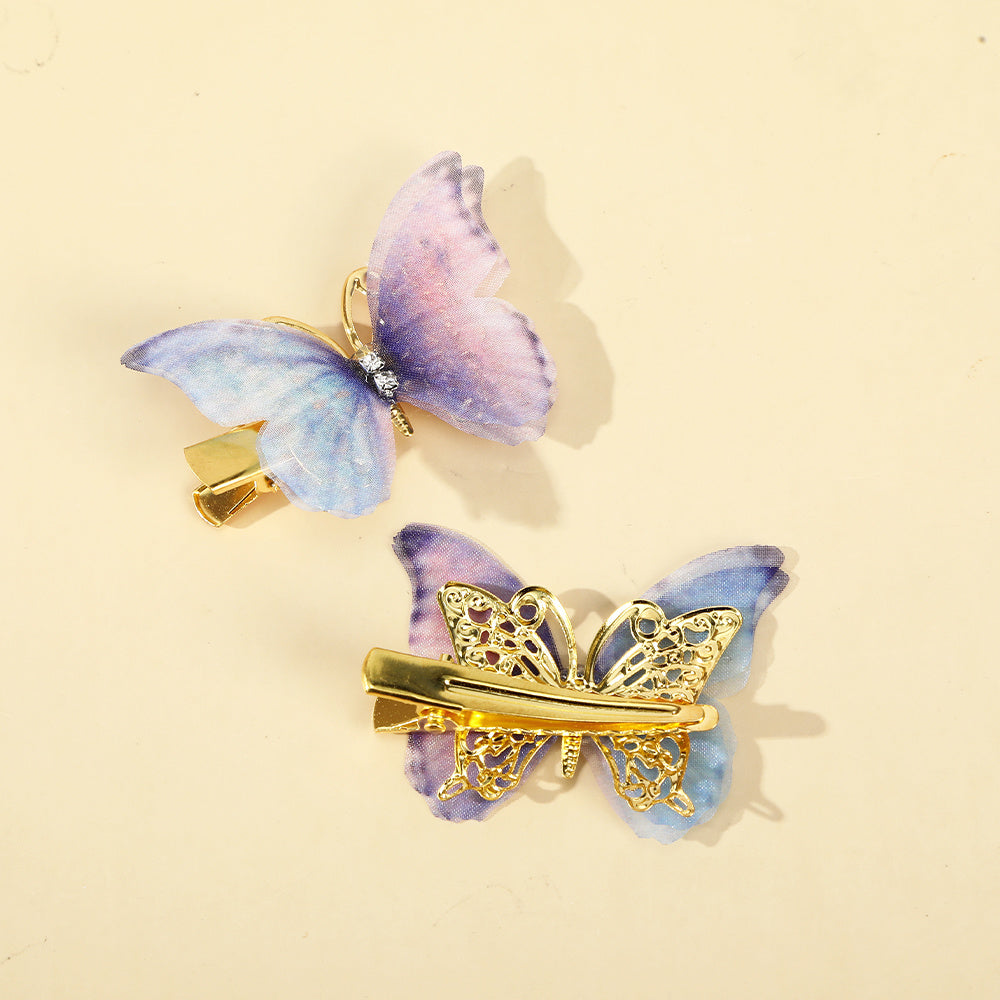 6 Pcs Pink & Golden Butterfly Hair Clips