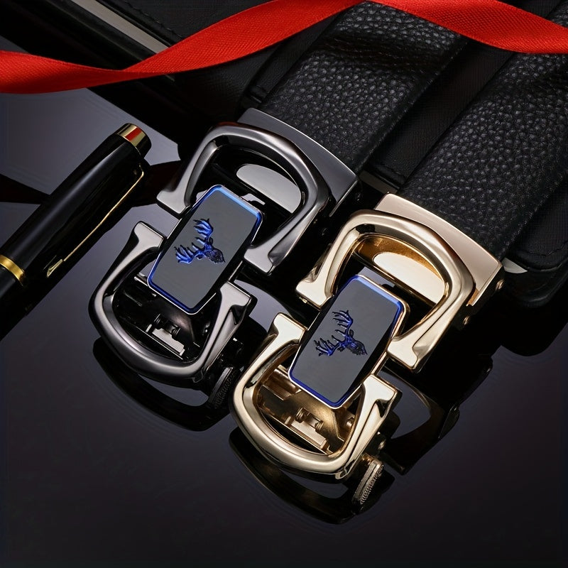 Men's Leather Belt Automatic Buckle Inner Wear Casual Pure Leather Pants