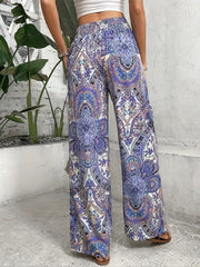 Paisley Print Wide Leg Pants Boho Loose Pants